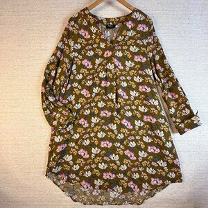 GiEriio Womens Large Floral Tunic Dress w/ pockets Forest Fairy Earthy Whimsical